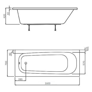 Акриловая ванна Ravak Septima C631S00000 белая 160 x 70 см